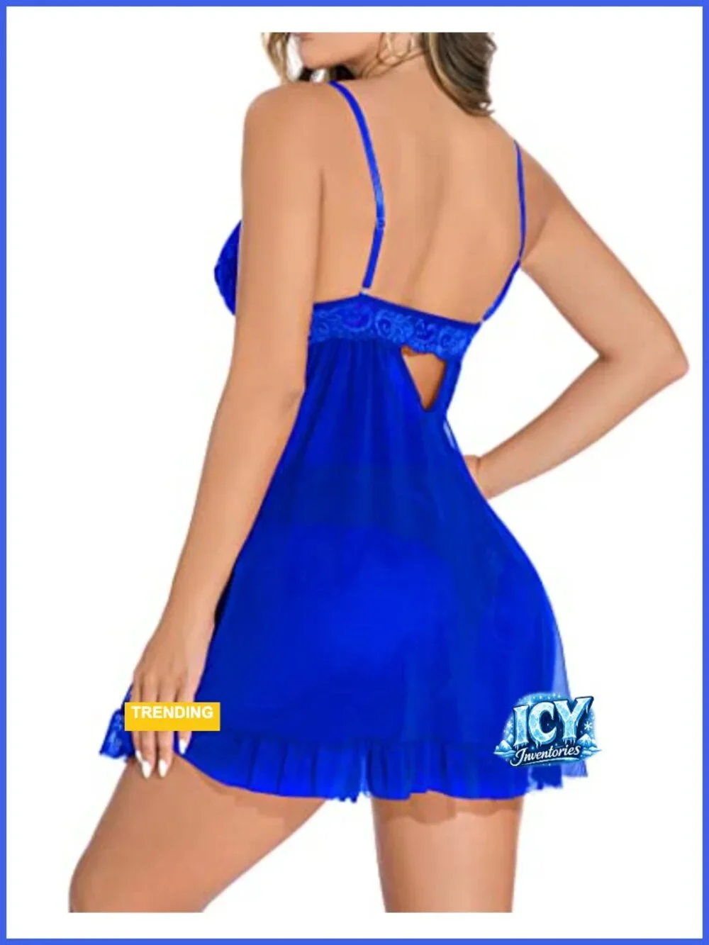 Sexy Lace Babydoll Lingerie with Matching Panties Front Closure Nightgown